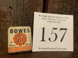 Antique Bowes Seal Fast 5 Glass Fuses Advertising Tin