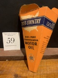 Rare Handy Funnel For Pouring Cross Country 100% Pure Pennsylvania Motor Oil Original Advertising