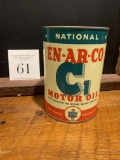 Rare En-ar-co Motor Oil C1 Extra Protection For Extreme Driving Conditions National Refining Co. Met