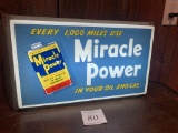 Antique Lighted Miracle Power In Your Oil And Gas Advertising Hanging Sign 