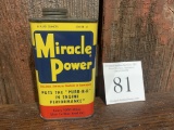 Antique Miracle Power 8 Fluid Oz Auto Advertising Tin