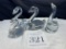 Group Of 4 Lead Glass Swan Paperweights