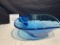 Unusual Blue Art Glass Controlled Bubble Bowl Antique