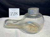 Antique Unusual Blown Glass Jar With Zinc Lid