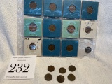 Antique Early 1900s Indian Head Pennies (6) And Canadian Pennies 1950s/60s (12)