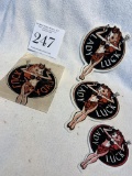 Four Vintage Lady Luck Stickers