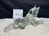 Mid Century Lead Glass Large Dog Paperweight