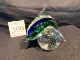Rare Dolphin On Controlled Bubble Paperweight