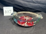 Unusual Art Glass Red Murano Ashtray Paperweight