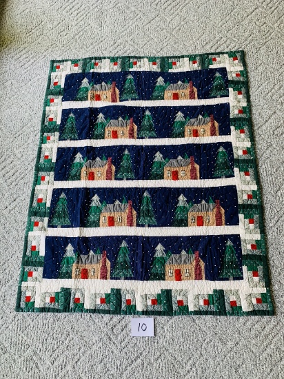 Beautiful Hand Made Christmas Quilt 46" By 57" Excellent Condition