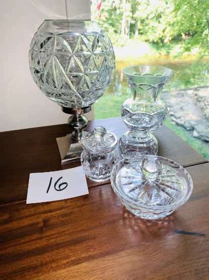 Several Pieces Of Vintage Waterford Crystal Including Large Candle Holder