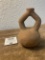 Stirrup Vessel Pottery With Round Base And Designed Etched