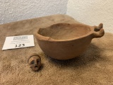 Very Unusual Human Effigy Bowl With Head, Arms And Feet (head Damaged)