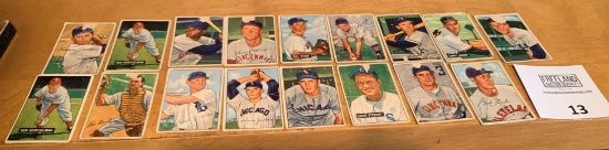 17 Original 1951 & 1952 Bowman Baseball Cards