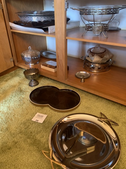 Group Of Vintage Silver Plated And Stainless Serving Items