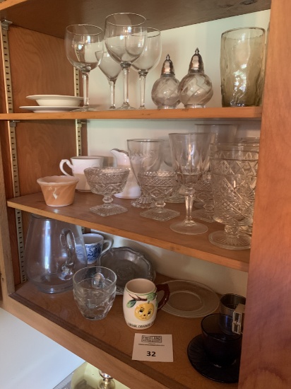 Large Group Of Miscellaneous Glassware All On Shelves