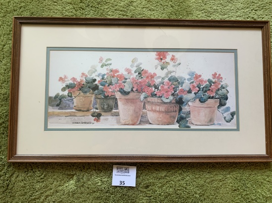 1984 Framed Wall Art Potted Flowers