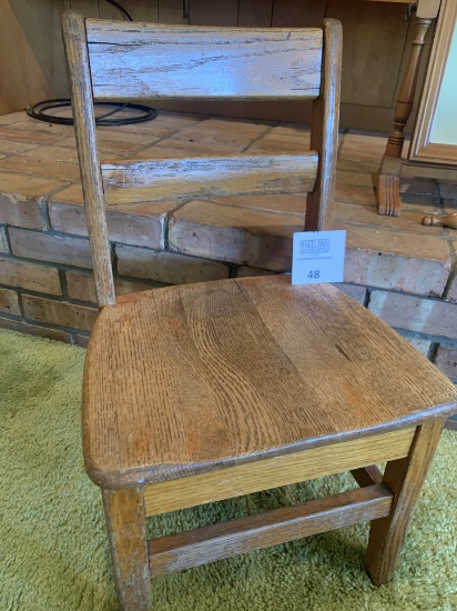 Antique Wooden Student Chair And Table Mirror