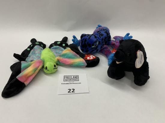 Three Fun Beanie Babies! Cinders, Dart,float