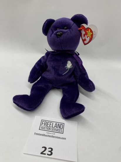 Princess Diana Purple Ty Beanie Baby Pe Pellets Excellent!