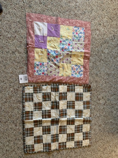 Pair Of Hand-quilted Pillow Covers Or Throws 24" By 24"