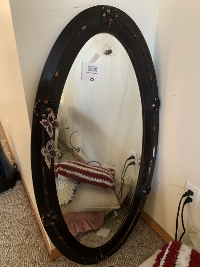 Early 1900s Oval Mirror 40" Tall And 18 Inches Wide
