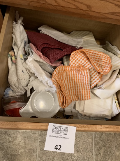 Large Group Of Kitchen Towels In Drawer