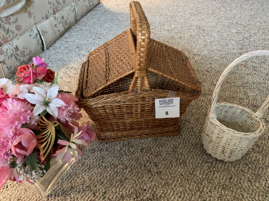 Group Of Baskets And Floral Items