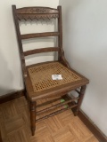 Antique Walnut Parlor Chair Cane Bottom Excellent