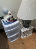 Group Of Misc Items Lamp, Storage Drawers, Etc…