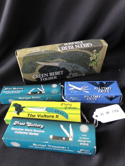 Five New in Box Jack Knives