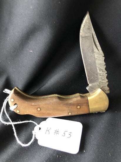 Olive Wood Damascus Handmade Knife 6.5" Overall