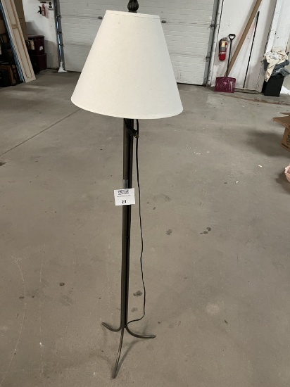 Tall Modern Floor Lamp with White Shade & Cool Finial