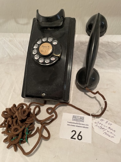 Western Electric 354-C Black Thermoplastic Wall telephone with cloth cords