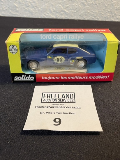 Solido FORD CAPRI RALLYE Blue Die-Cast race car in original box