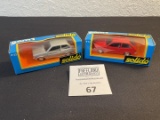 Pair of SOLIDO Die-Cast models FORD FIESTA No 53 RED and SILVER in original packages