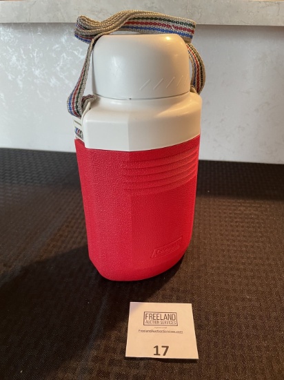 Unique RED COLEMAN Beverage water jug from 1980s