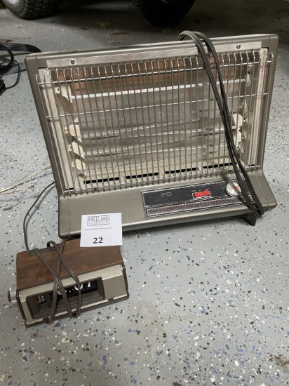 Mid century SEARS electric heater and alarm clock radio