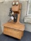 1896 Oak wide 3 jug Wall Telephone with Long Pole receiver