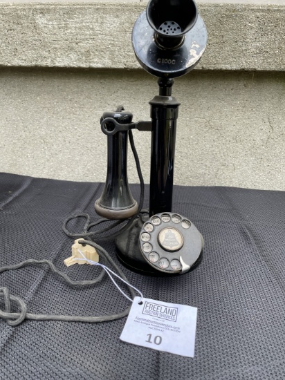 English black dial candlestick telephone in working condition