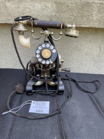 Original Antique SKELETAL IRON "Eiffel Tower" desk telephone