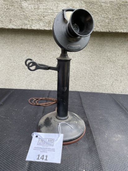Western Electric 20-S black candlestick telephone with number card holder