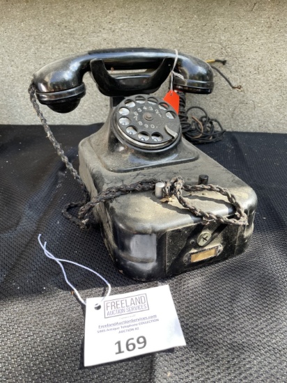 unusual long European Desk dial telephone