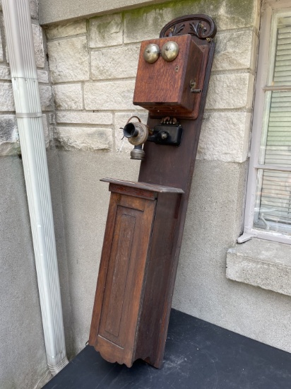 52" Stromberg Carlson Grave Marker Top Oak LARGE Wall Telephone