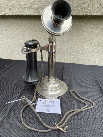 Century Telephonesplit tapered shaft nickel Candlestick phone