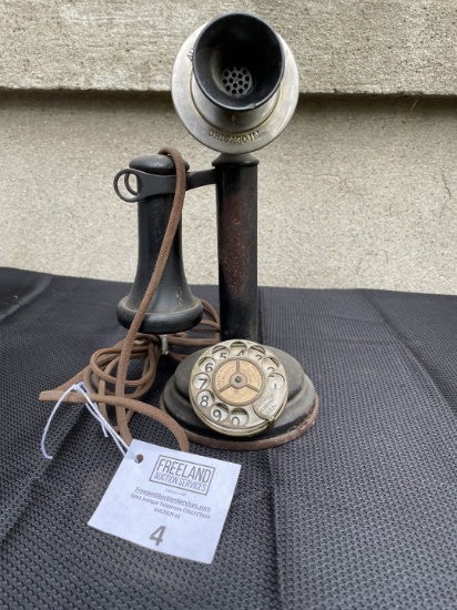 Automatic Electric Co Chicago IL step base candlestick telephone with Mercedes Dial