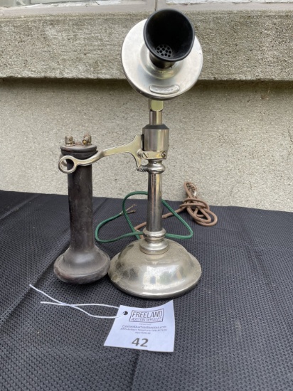 Western Electric #10 nickel Candlestick Telephone with Long Pole receiver