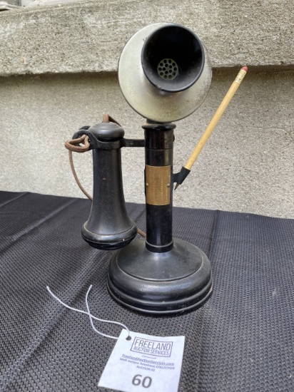 Kellogg Candlestick Telephone with UNION BANK Uhrichsville, OH Pencil Holder