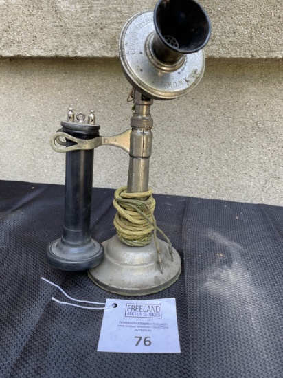 Century Telephonesplit tapered shaft nickel Candlestick phone with Long Pole receiver