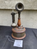Holtzer Cabot wooden base fluted shaft potbelly Candlestick Telephone